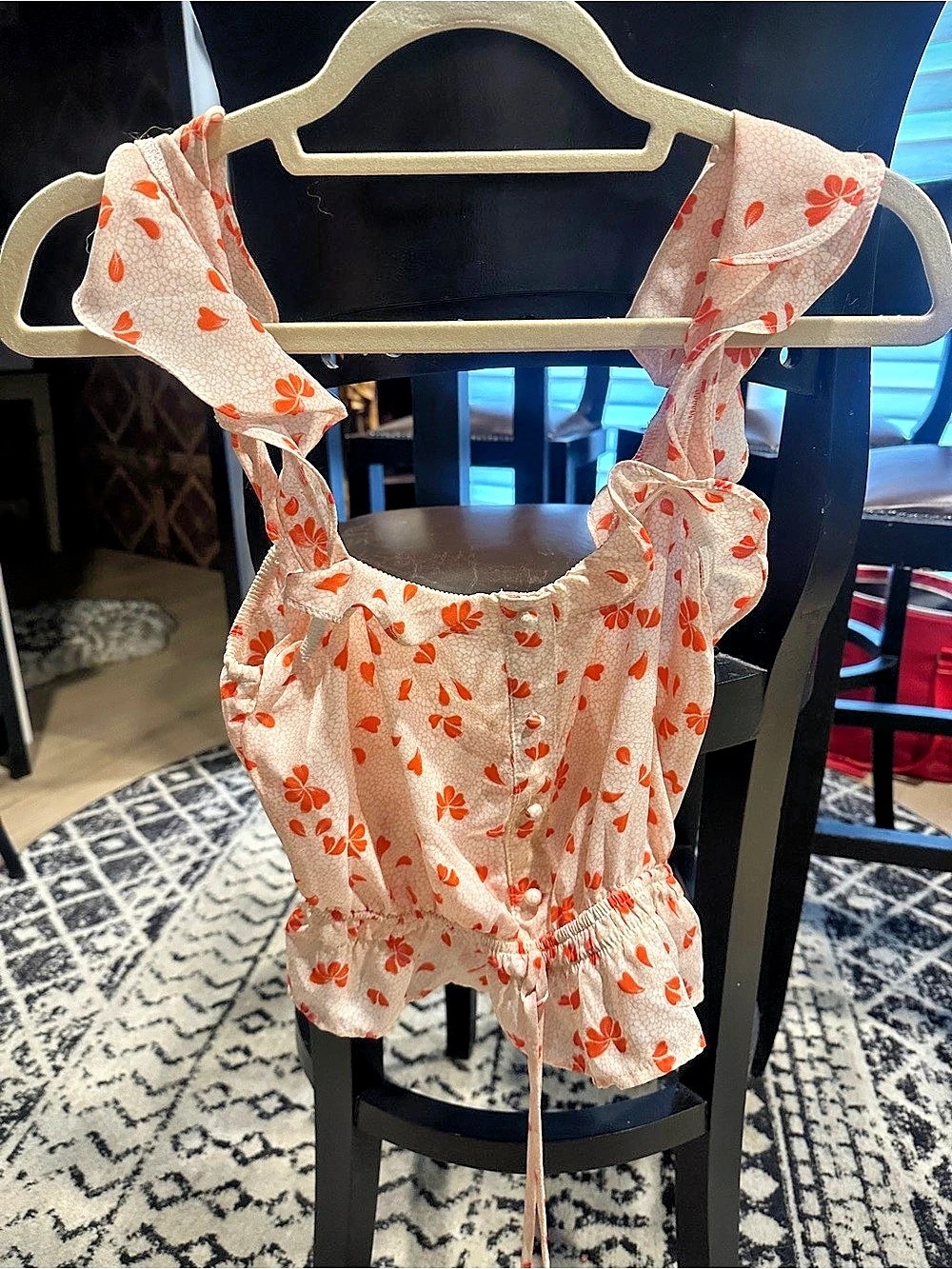Floral Tie-Front Crop Top in Orange & pink